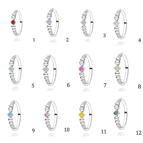 

2020 new authentic 925 sterling silver rings birthstone beaded rings anniversary engagement ring women jewelry birthday gift, Black