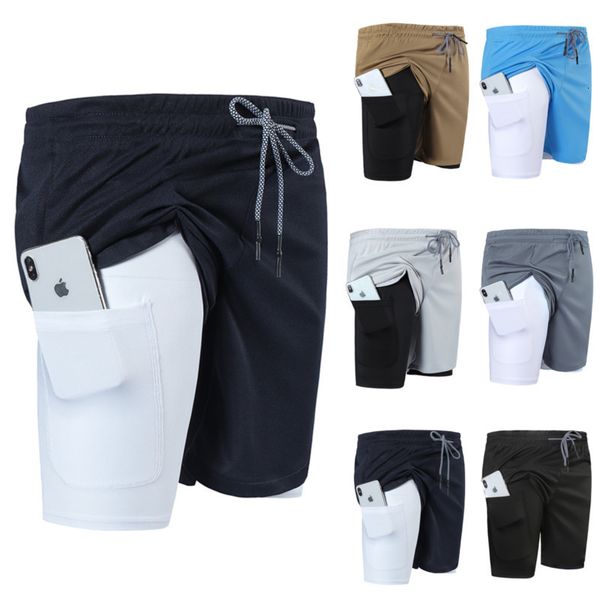 

sale2021 gym on sportswear summer workout fitness men's new training bodybuilding running cycling swimming shorts, White;black