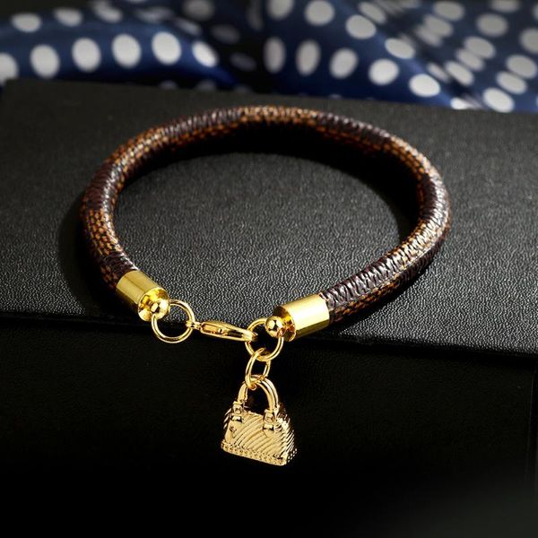 

charm bracelets 2021 fashion hipster stripe bracelet big brand v letter bag shape pendant plating true gold jewelry, Golden;silver