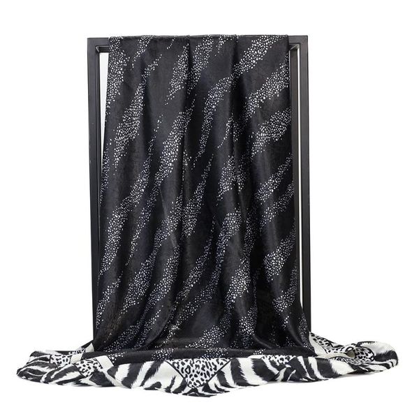 

scarves fashion kerchief silk satin neck scarf for women print hijab scarfs female 90cm square shawls and wraps lady fj394, Blue;gray