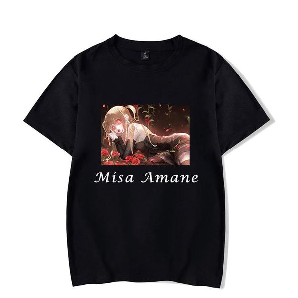 

men's t-shirts death note misa amane t shirt for men short sleeved japan anime manga cool pure cotton summer t-shirt fans tee gift tsh, White;black