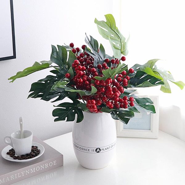 

decorative flowers & wreaths 10pcs christmas gift wrapping simulated berry branches froth (red)
