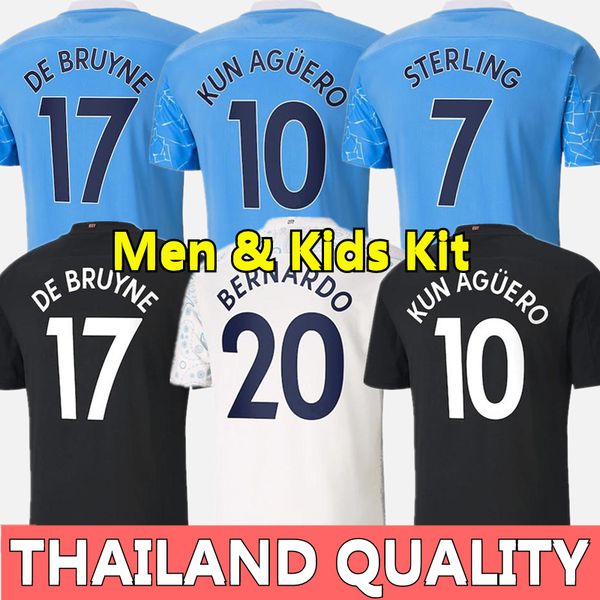 

2020 2021 soccer jerseys sterling football shirt kun aguero de bruyne gesus bernardo mahrez rodrigo men +kids kits, Black;yellow
