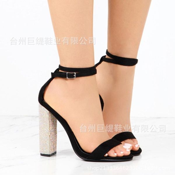 

sandals rhinestone high heel woman will code golden, Black