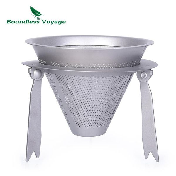 

camp kitchen boundless voyage titanium reusable coffee filter with bracket camping travel detachable funnel stand tea strainer