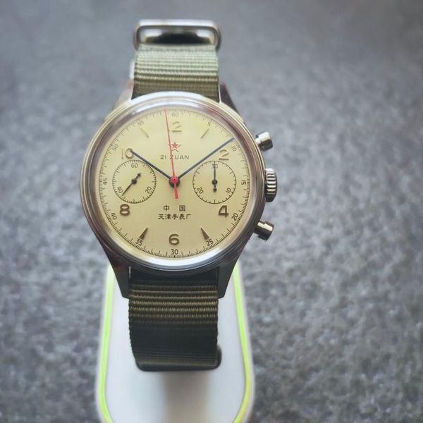 Armbanduhren China Aviation Chronograph Möwenwerk Quarzuhr für Herren Saphir 1963 Uhren Herren