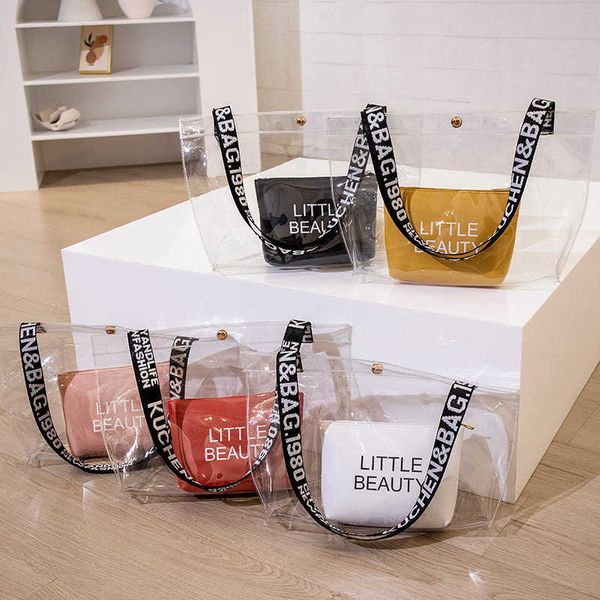 

2pcs women clear handbags fashion casaul totes bags summer women jelly bag c0602