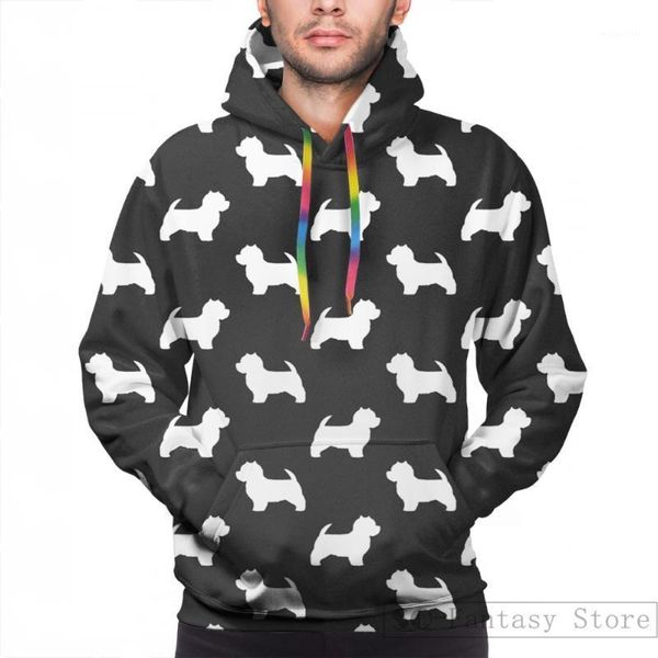 

men's hoodies & sweatshirts mens sweatshirt for women west highland white terrier silhouette(s) print casual longsleeve coat streatwear, Black