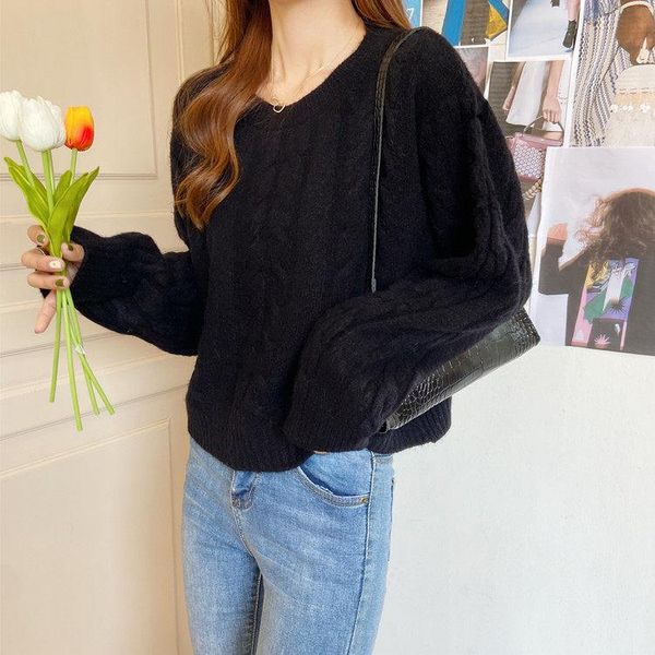 

fashion women fleece thickening long sleeve sweater letter oh yes harajuku loose pullover black, White;black