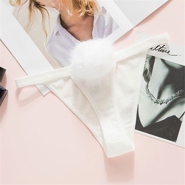 

women sexyy pure cotton thong pantie cute rabbit tail g-string fur ball bikini t-back cosplay lingerie exotic underwear panties