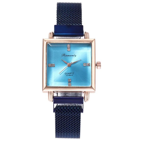 

wristwatches square noble luxury women watches rose gold bracelet set pattern magnet watch ladies wrist quartz clock, Slivery;brown