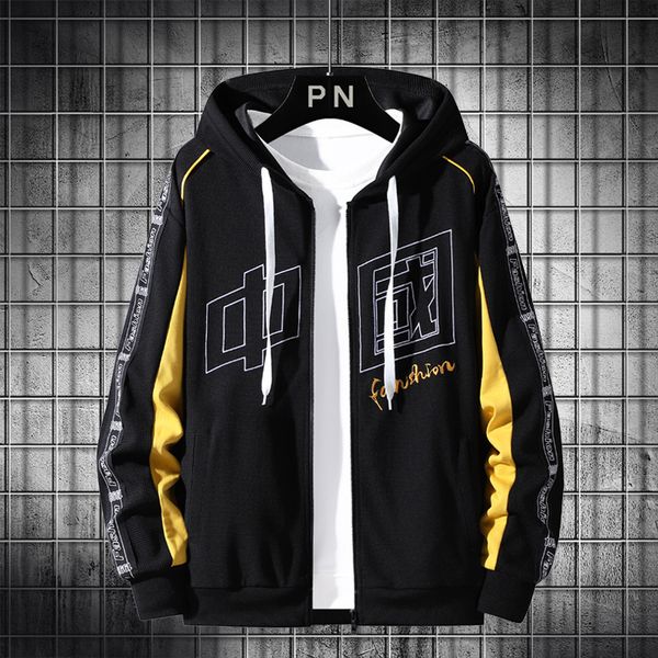 

2021 youth men's sweater cardigan autumn hoodie loose casual junior middle school students black sportswear