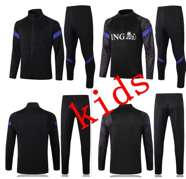 

kids netherlands de jong memphis de ligt football training suit jacket 2020/21 virgil promes kids soccer tracksuit, Black