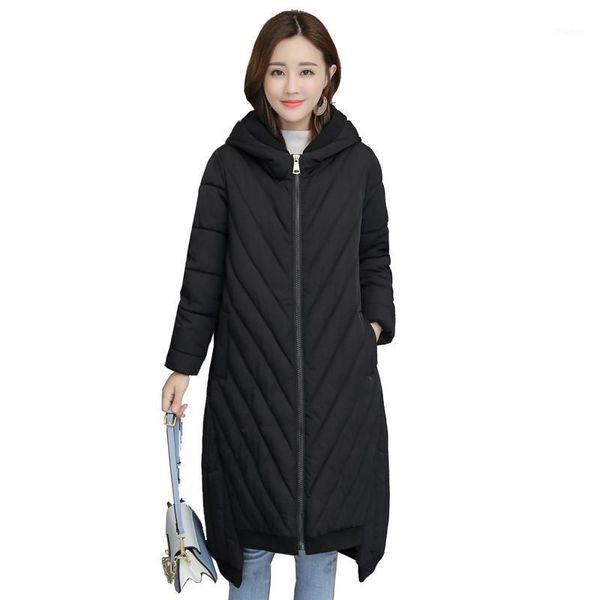

winter jacket women hooded medium long cotton coat thicken warm jacket female new casual outerwear casaco feminino inverno vs0631, Black