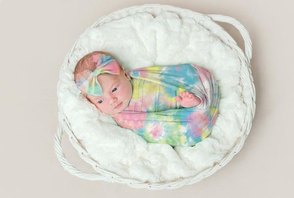 

caps & hats 2pcs born wrap+headband cotton soft baby pography wrap swaddle blanket floral print stroller sleeping bag, Yellow
