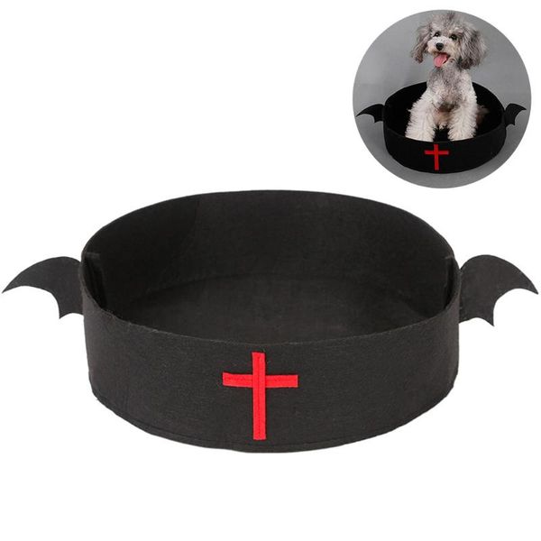 

cat beds & furniture bat design felt cloth pet bed warm house supplies (black)
