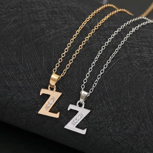 

pendant necklaces 30pcs stainless steel alloy alphabet initial letter z america 26 english word family friend name sign necklace jewelry, Silver