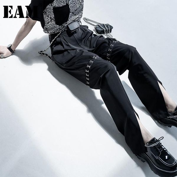

women's pants & capris [eam] high waist black two ways wear long wide leg trousers loose fit women fashion tide spring summer 2021 1dd9, Black;white