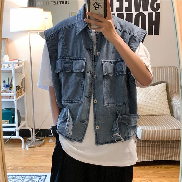 

men's vests 2021 jacket, jeans, vest, one-piece korean fashion shoot, Black;white