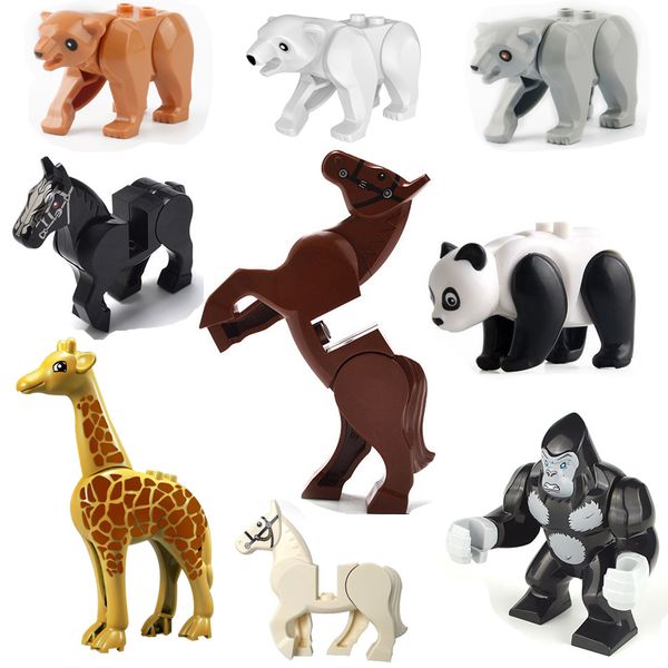 

jm017-024 animal minifigs building blocks brick cheetah leopards cow shark orangutang giraffe bear panda horse mini action figure toy for ch