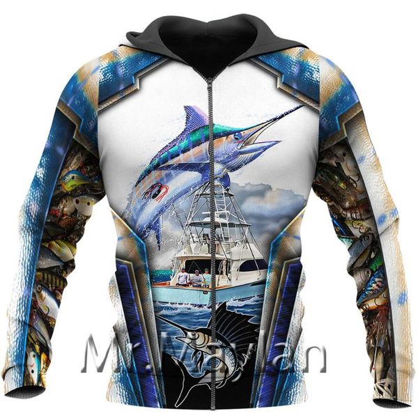 

men's hoodies & sweatshirts swordfish fishing 3d full printed jacket men/women harajuku hoodie casual streetwear sweatshirt pullover, Black