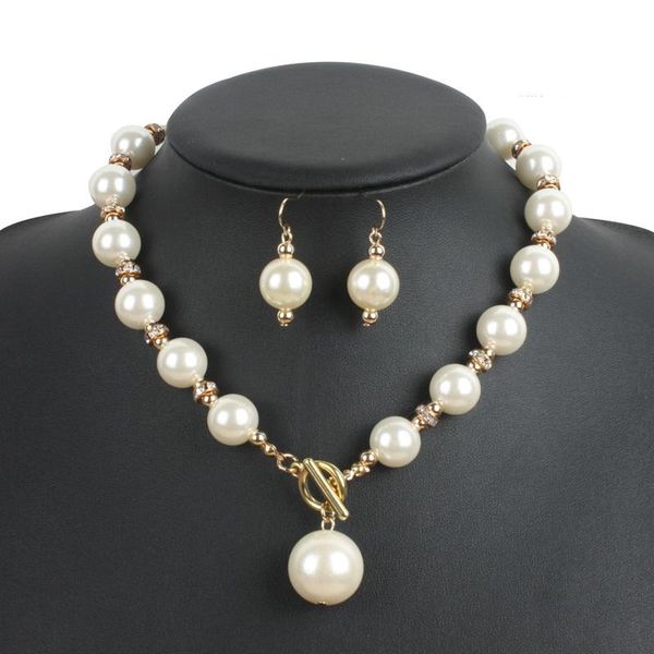 

earrings & necklace classic multilayer pearl gold color colorful party gift fashion costume jewelry sets sale, Silver