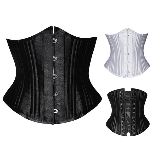 

26 pairs of steel palace body shaping clothes satin corset belt, Black;white