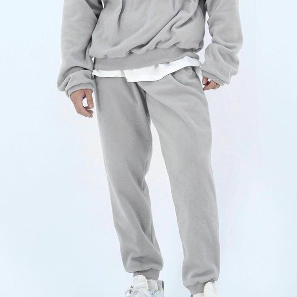 

men's pants plush thickened sports trousers for men loose large fitness training squat stretch autumn and winter black white color