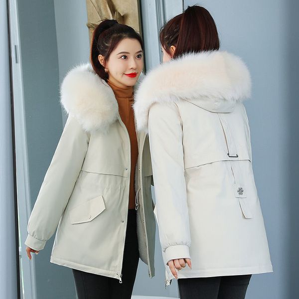

2021 new off-season down korean short plush thickened jacket women's cotton jacket, Black
