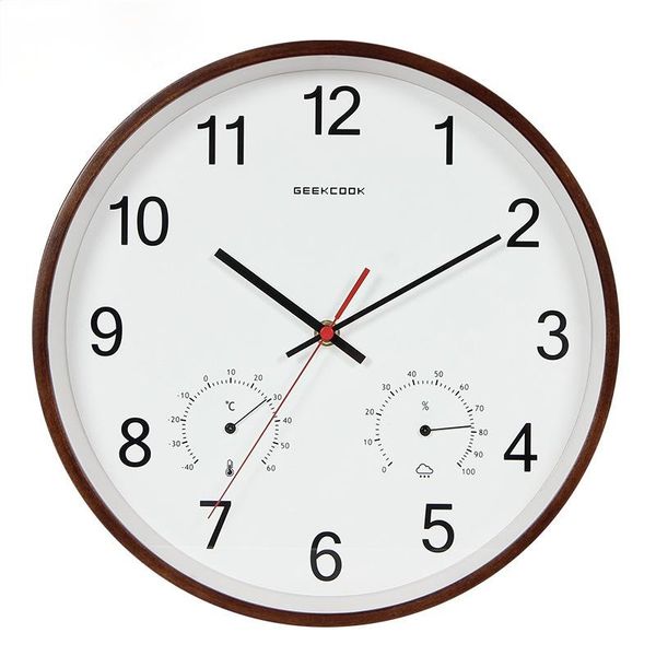 

wall clocks living room silent clock with temperature and humidity multi-functional bedroom wood reloj de pared