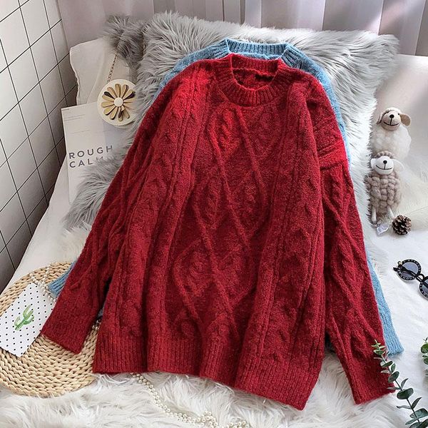 

women's sweaters winter knitted women sweater and pullovers o-neck long-sleeved solid female pulls outwear coats, White;black