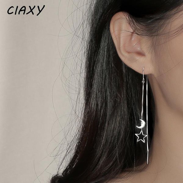 

dangle & chandelier ciaxy 925 sterling silver earring chain asymmetrical star moon long tassel earrings for women party jewelry gifts