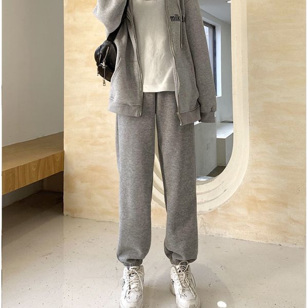 

solid waist high joggers fashions thicken casual and hare women's pants 2021 new strap winter sweatpants sqc8, Black;white