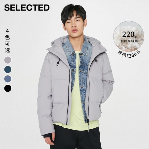 

selected down et, hooded, solid, 42041030, Black