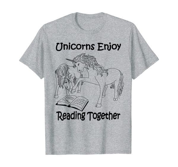 

unicorns enjoy reading together tee shirt, White;black