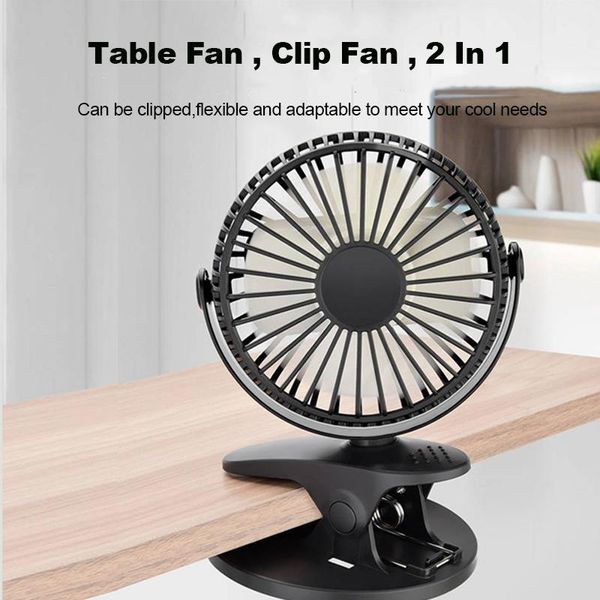 

electric fans usb fan clip hand rechargeable portable mini ventilator outdoor with battery 360 rotation to-baby-carriage 3-speed