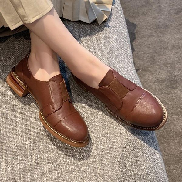 

dress shoes party casual 2021 autumn chunky heel round head deep-mouth thin leather plus-sized loafers women's natural square, Black