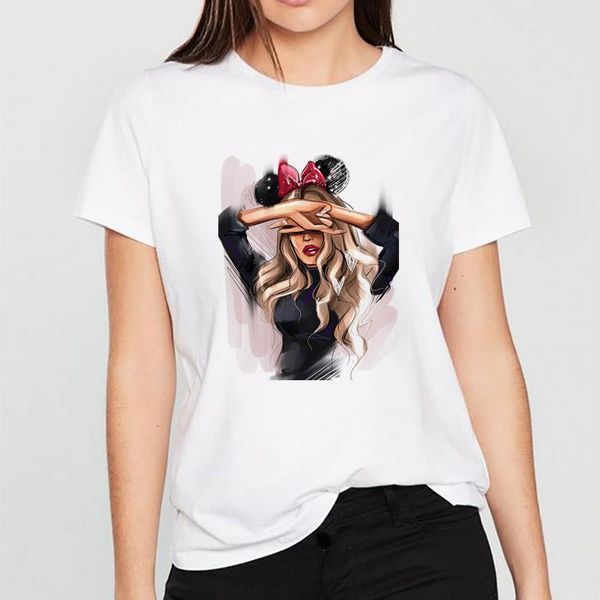 

camisetas verano mujer 2021 new harajuku aesthetics t shirt cover eyes girl korean kawaii streetwea vogue tee shirt femme, White