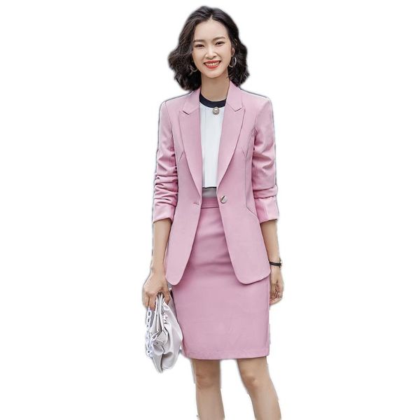 

two piece dress s - 5xl office uniform designs women skirt suit 2021 costumes for womens suits skirts blazer set plus size, White