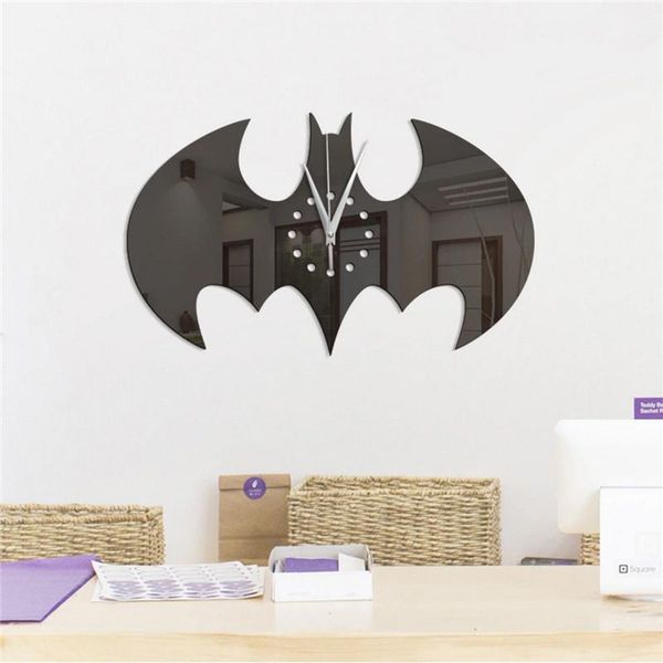 

wall stickers mirror clock bat bell halloween creative home 3d stereo