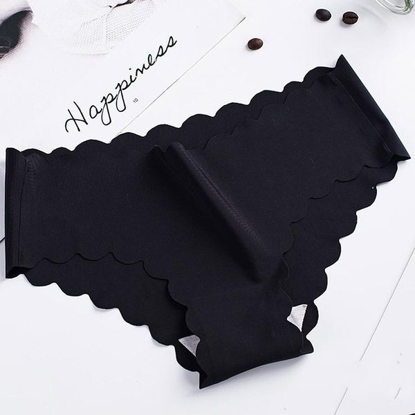 

seamless soft ladies briefs fashion skin friendly mid waist breathable women panties underwear solid color female underpants, Black;pink