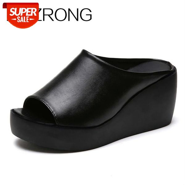 

lcizrong classic black solid platform womens high heel sandals woman fashion beach wedge sandals 41 size ladies leather sandalia #jw1z