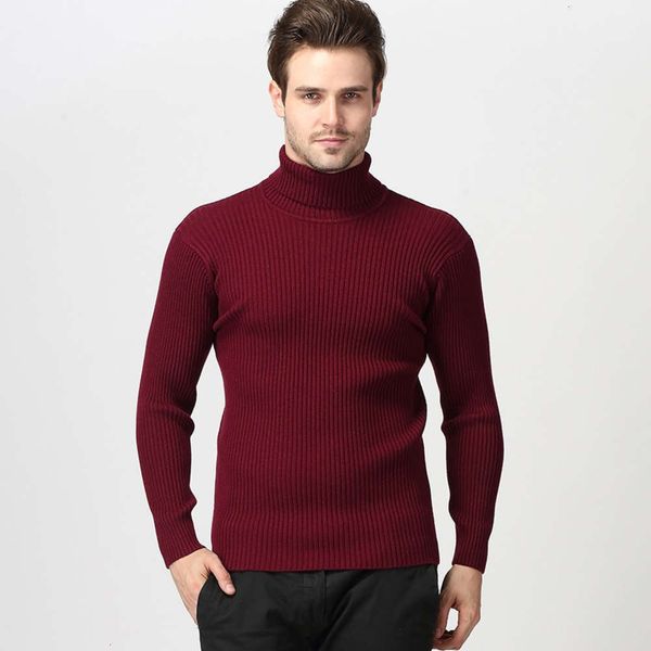 

20212020 autumn and winter new fashion men's pullover korean solid slim high collar warm sweater, White;black