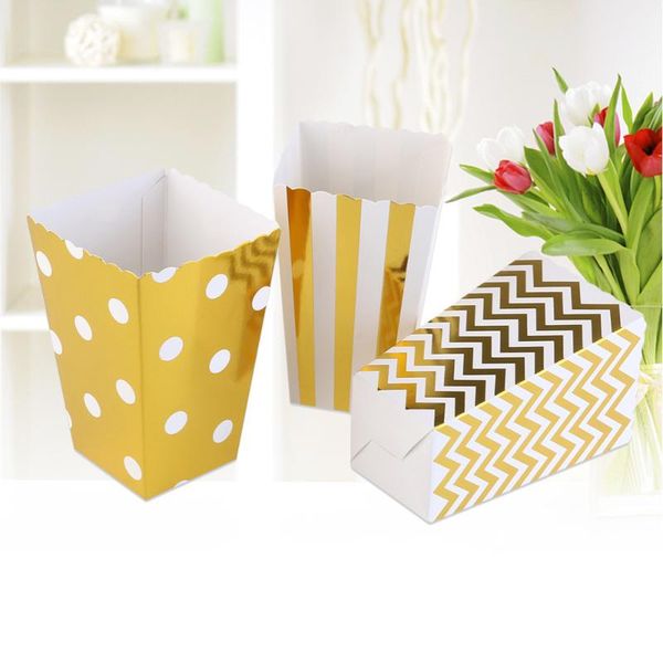 

36pcs popcorn boxes container birthday baby showers wedding party favors supplies decoration (gold)