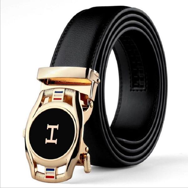 

belts fashion men's designer h logo metal alloy automatic belt buckle business accessories, Black;brown