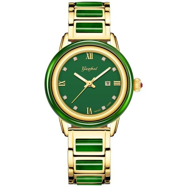 

wristwatches manufacturer direct selling pure natural jade watch women's automatic mechanical with high-grade gift box relogio feminino, Slivery;brown