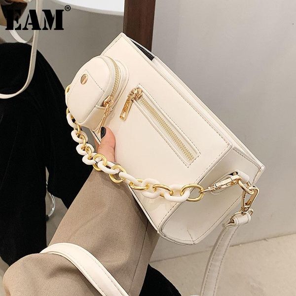 

[eam] women spring new acrylic chain handbag pu leather flap personality all-match crossbody shoulder bag fashion 2021 18a2129