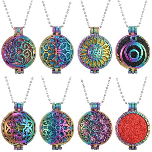 

pendant necklaces colorful aroma diffuser necklace open antique vintage lockets perfume essential oil locket, Silver