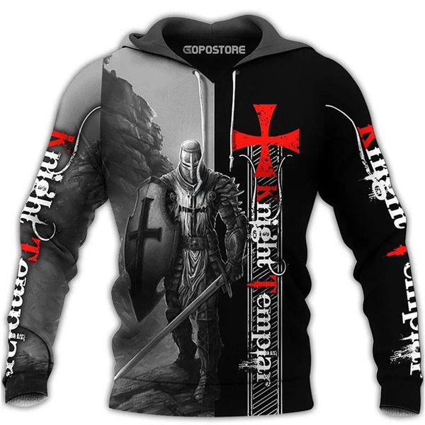 

men's hoodies & sweatshirts 2021 3d print hooded sweatshirt same style for men and women casual fashion pullover crusade theme coat ma, Black