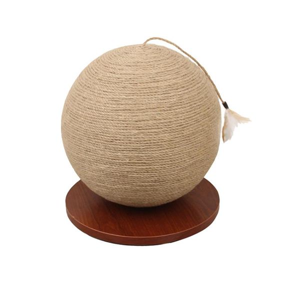 

cat toys playing toy wooden bottom plate straw grinding claw climbing frame scratch board with sisal hanging ball